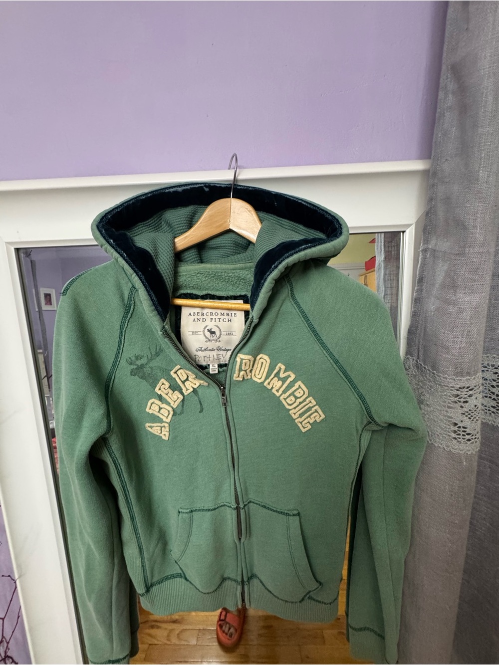 Abercrombie & Fitch Green Full-Zip Hooded Sweatshirt for Kids